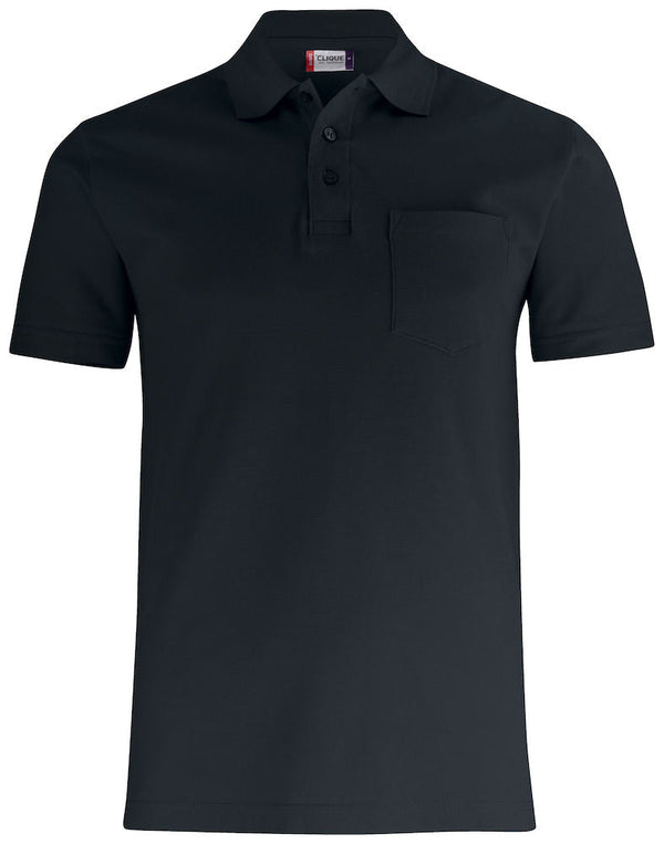 Basic Polo w. Pocket Black - Suomen Brodeeraus