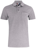 Basic Polo w. Pocket Grey melange - Suomen Brodeeraus