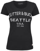 CB Pacific City Tee women Black with p - Suomen Brodeeraus