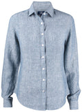CB Summerland Linen Shirt Ladies Denim Blue - Suomen Brodeeraus