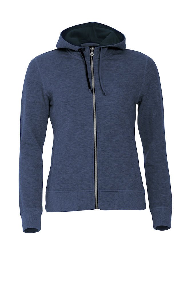 Classic Hoody full zip ladies Blue mel - Suomen Brodeeraus