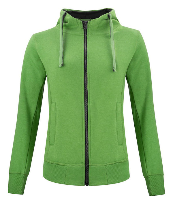 Classic Hoody full zip ladies Green mel - Suomen Brodeeraus