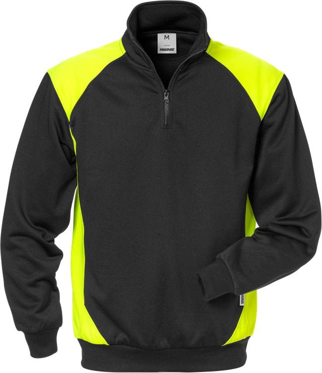 Collegepusero 7048 SHV Black/Hivis Yellow - Suomen Brodeeraus