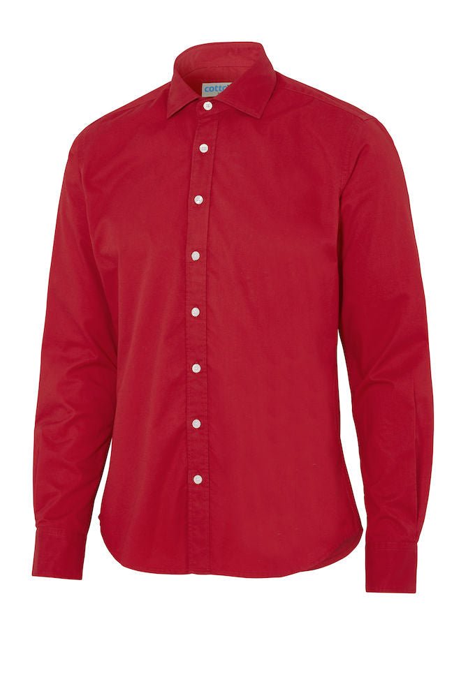 COTTOVER TWILL SHIRT MEN SLIM FIT RED - Suomen Brodeeraus