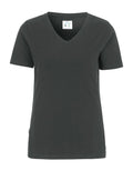 COTTOVER V-NECK SLIM FIT LADY (GOTS) CHARCOAL - Suomen Brodeeraus