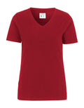 COTTOVER V-NECK SLIM FIT LADY (GOTS) RED - Suomen Brodeeraus