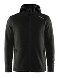 Craft Noble hood jacket fleece Black mel - Suomen Brodeeraus