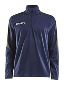 Craft Progress Halfzip LS tee men Navy/yellow - Suomen Brodeeraus