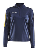 Craft Progress Halfzip LS tee women Navy/yellow - Suomen Brodeeraus