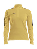 Craft Progress Halfzip LS tee women Yellow/black - Suomen Brodeeraus