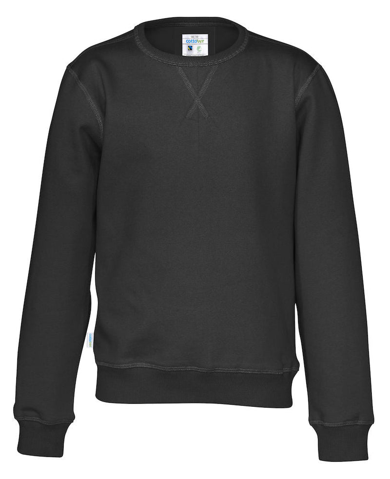 CREW NECK KID (GOTS) BLACK - Suomen Brodeeraus