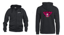 Daiquiri Pink BASIC HOODY FULL ZIP BLACK - Suomen Brodeeraus