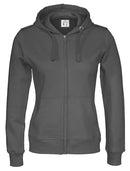 FULL ZIP HOOD LADY (GOTS) CHARCOAL - Suomen Brodeeraus