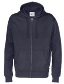 FULL ZIP HOOD MAN (GOTS) NAVY - Suomen Brodeeraus