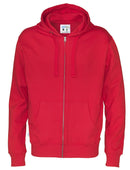 FULL ZIP HOOD MAN (GOTS) RED - Suomen Brodeeraus