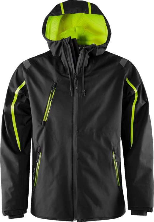 GORE-TEX kuoritakki 4864 GXP Black/Hivis Yellow - Suomen Brodeeraus