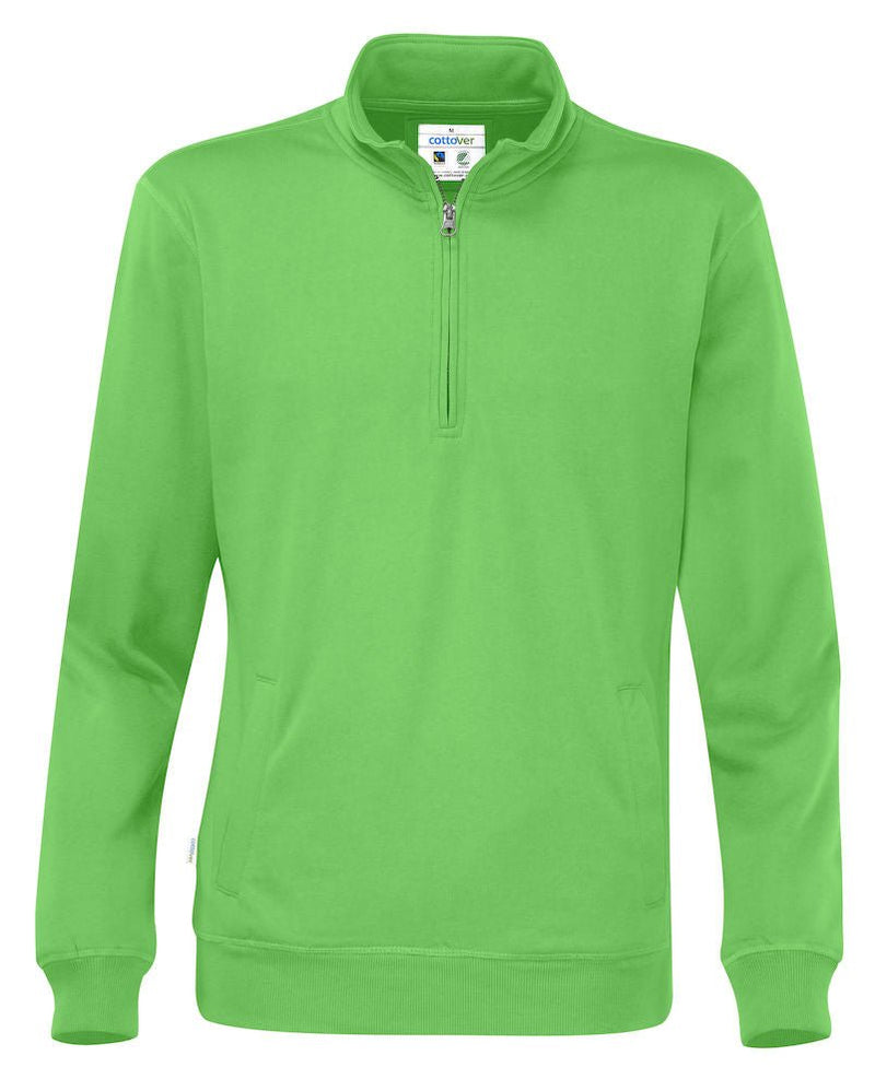 HALF ZIP UNISEX (GOTS) GREEN - Suomen Brodeeraus