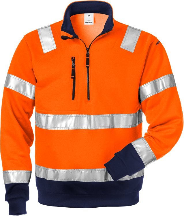 High vis college lyhyt vetoketju lk.3, 728 SHV Hi-Vis Orange/Navy - Suomen Brodeeraus