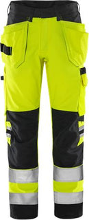 High vis Green rakentajan housut LK 2 2641 GPLU Hi-Vis Yellow/Black - Suomen Brodeeraus