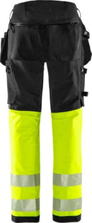 High vis Green rakentajan stretch housut lk 1 2643 GSTP Hi-Vis Yellow/Black - Suomen Brodeeraus