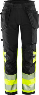 High vis Green rakentajan stretch housut lk 1 2643 GSTP Hi-Vis Yellow/Black - Suomen Brodeeraus