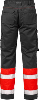 High vis housut lk.1, 213 PLU Hi-Vis Red/Black - Suomen Brodeeraus