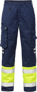 High vis housut lk.1, 213 PLU Hi-Vis Yellow/Navy - Suomen Brodeeraus