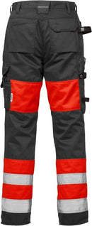 High vis housut naiset 2129 PLU Hi-Vis Red/Black - Suomen Brodeeraus