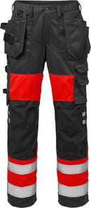 High vis housut naiset 2129 PLU Hi-Vis Red/Black - Suomen Brodeeraus
