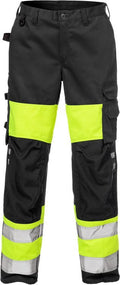 High vis housut naiset lk.1, 2139 PLU Hi-Vis Yellow/Black - Suomen Brodeeraus