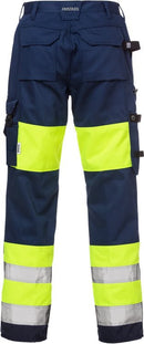 High vis housut naiset lk.1, 2139 PLU Hi-Vis Yellow/Navy - Suomen Brodeeraus