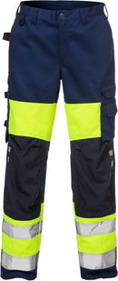 High vis housut naiset lk.1, 2139 PLU Hi-Vis Yellow/Navy - Suomen Brodeeraus