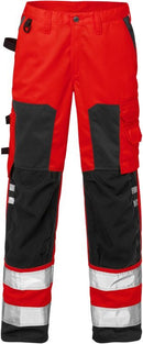 High vis housut naisten lk 2 2135 PLU Hi-Vis Red/Black - Suomen Brodeeraus