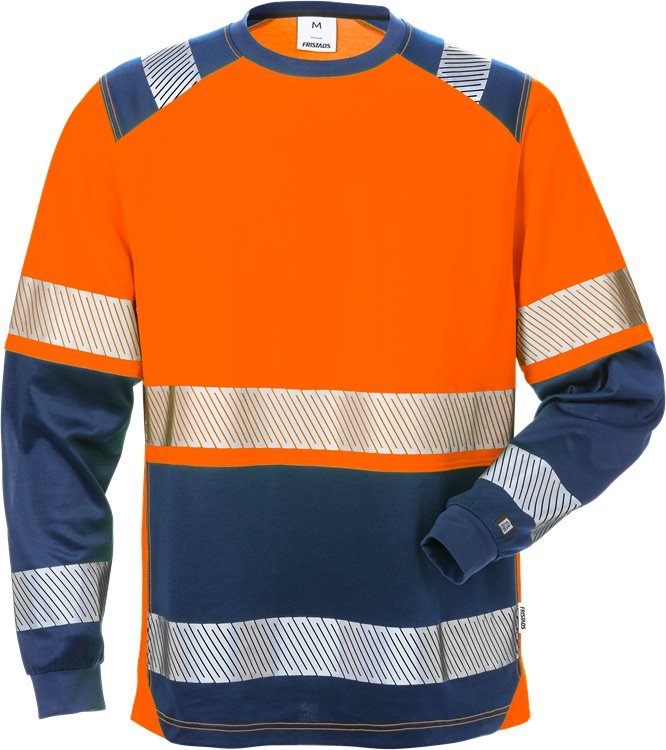 High vis pitkähihainen t-paita lk 2 7457 THV Hi-Vis Orange/Navy - Suomen Brodeeraus