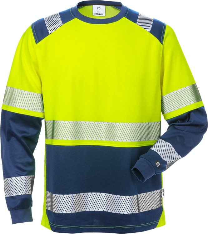 High vis pitkähihainen t-paita lk 2 7457 THV Hi-Vis Yellow/Navy - Suomen Brodeeraus