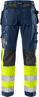 High vis rakentajan housut 2093 NYC Hi-Vis Yellow/Navy - Suomen Brodeeraus