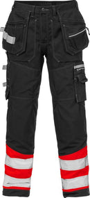 High vis rakentajan housut lk.1, 2127 CYD Hi-Vis Red/Black - Suomen Brodeeraus