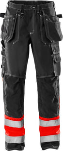 High vis rakentajan housut lk.1, 247 FAS Hi-Vis Red/Black - Suomen Brodeeraus