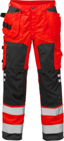 High vis rakentajan housut lk.2, 2025 PLU Hi-Vis Red/Black - Suomen Brodeeraus