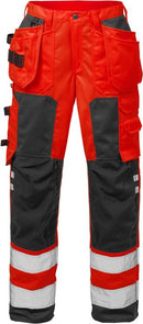 High vis rakentajan housut naiset lk.2, 2125 PLU Hi-Vis Red/Black - Suomen Brodeeraus