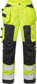 High vis rakentajan housut naiset lk.2, 2125 PLU Hi-Vis Yellow/Black - Suomen Brodeeraus