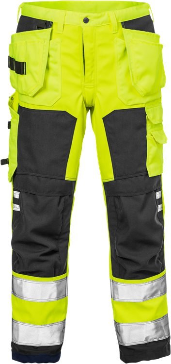 High vis rakentajan softshell housut lk.2, 2083 WYH Hi-Vis Yellow/Black - Suomen Brodeeraus