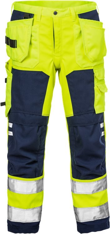 High vis rakentajan softshell housut lk.2, 2083 WYH Hi-Vis Yellow/Navy - Suomen Brodeeraus