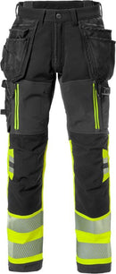 High vis rakentajan stretch housut lk 1 2568 STP Hi-Vis Yellow/Black - Suomen Brodeeraus