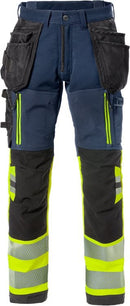 High vis rakentajan stretch housut lk 1 2568 STP Hi-Vis Yellow/Navy - Suomen Brodeeraus