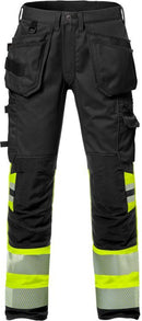 High vis rakentajan stretch housut naisten lk 1 2709 PLU Hi-Vis Yellow/Black - Suomen Brodeeraus