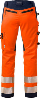 High vis rakentajan stretch housut naisten lk 2 2710 PLU Hi-Vis Orange/Navy - Suomen Brodeeraus