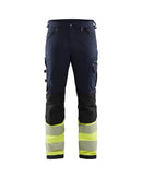 Highvis housut 4-way stretch Mariininsininen/Huomio keltainen - Suomen Brodeeraus