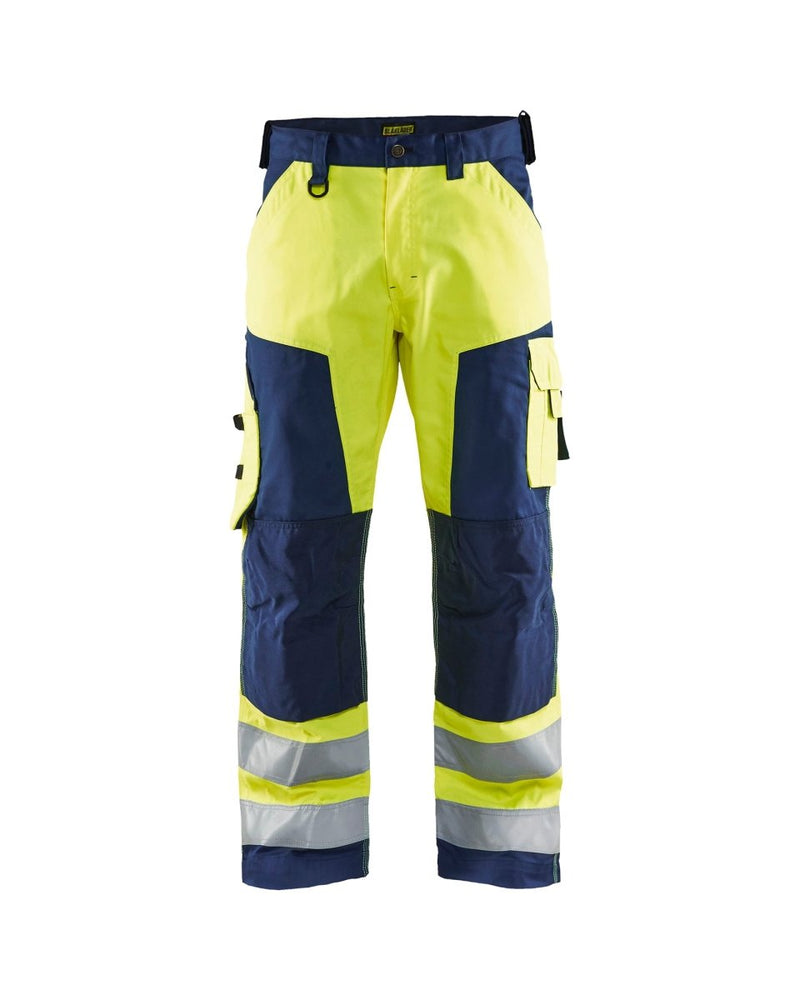 Highvis housut Huomio keltainen/Mariininsininen - Suomen Brodeeraus