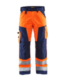 Highvis housut Huomio oranssi/Mariininsininen - Suomen Brodeeraus